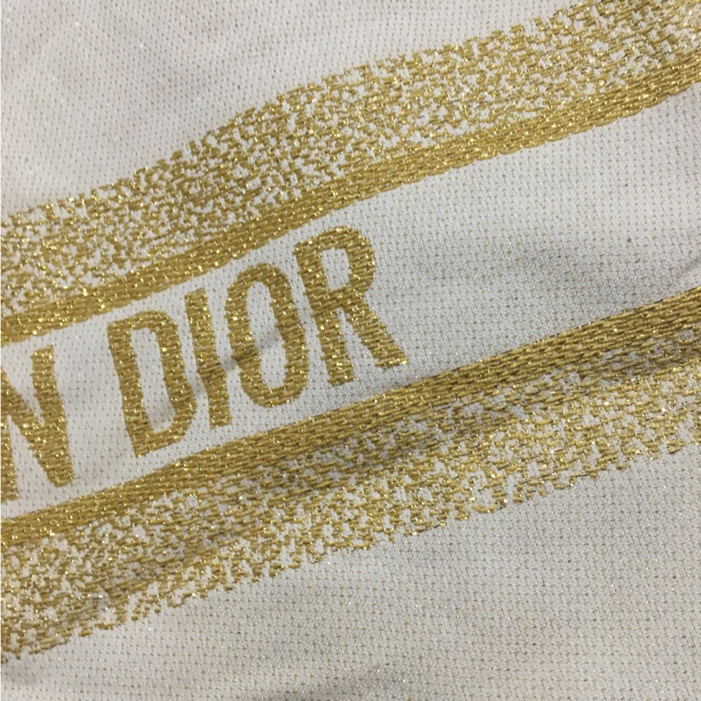 Christian Dior Gold on Beige Canvas tote bag - Picture 10 of 13